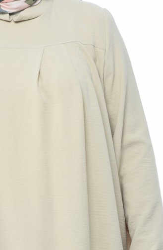 Büyük Beden Pileli Tunik Pantolon İkili Takım 0041-02 Bej