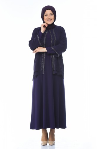 Purple Hijab Evening Dress 3149-03