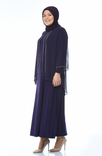 Purple Hijab Evening Dress 3149-03