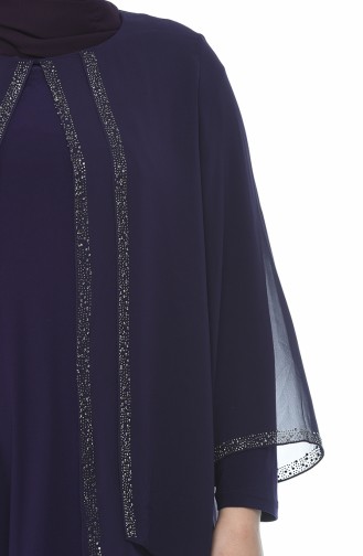 Robe de Soirée İmprimée de Pierre Grande Taille 3149-03 Pourpre 3149-03