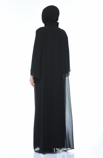 Schwarz Hijab-Abendkleider 6256-01