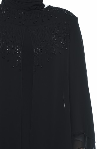 Schwarz Hijab-Abendkleider 6256-01