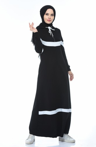 Hooded Sports Dress Black 4017-01