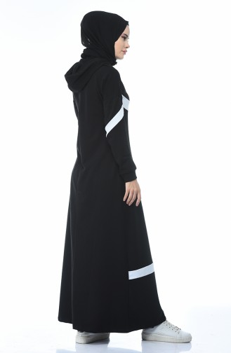 فستان رياضي بقبعة أسود 4017-01