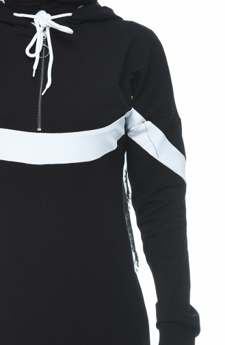 Hooded Sports Dress Black 4017-01