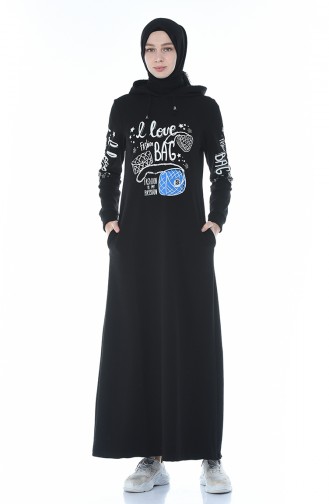 فستان رياضي مزين بالستراس أسود 4086-01