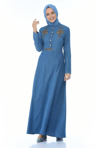 Embroidered Denim Dress Jeans Blue 88571-02