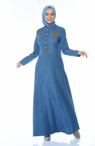 Embroidered Denim Dress Jeans Blue 88571-02