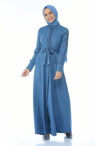 Denim Dress with Pearl Jeans Blue 90941-02