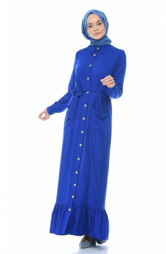 Saks-Blau Hijab Kleider 1202-04
