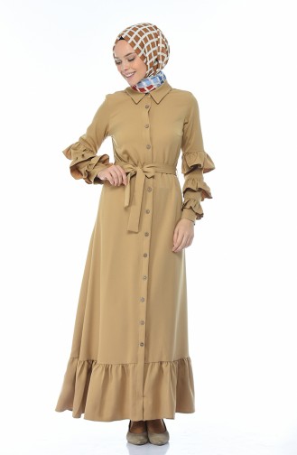 Beige Hijab Dress 5039-08