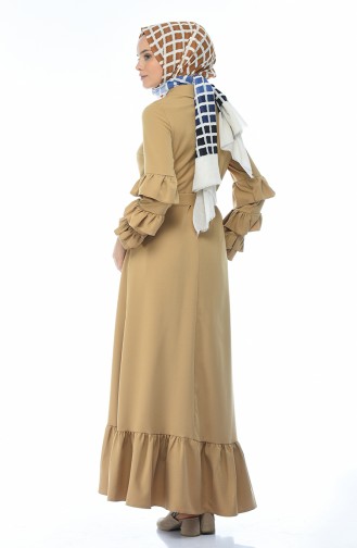 Beige Hijab Dress 5039-08