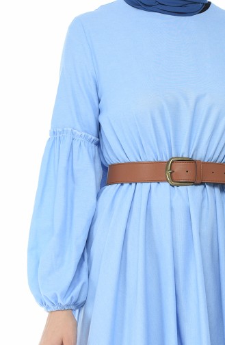 Belted Shirred Dress Bebe Blue 1039-04