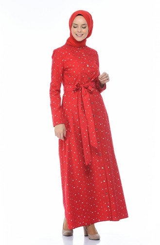 Rot Hijab Kleider 60051-01