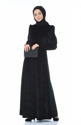 Schwarz Hijab Kleider 60053-01