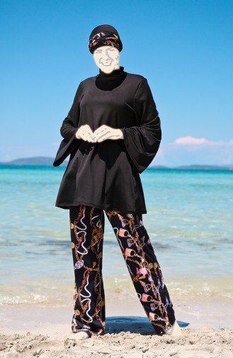 Spanish sleeve Hijab swimsuit Black 1946-01