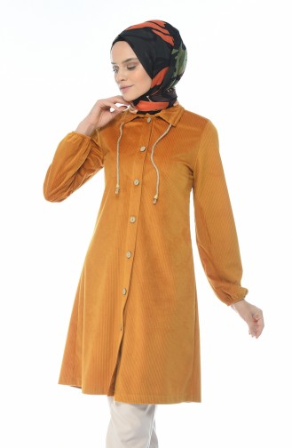 Velvet Buttoned Tunic Mustard 0433-02