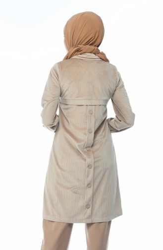 Velvet Buttoned Tunic Beige 0433-03