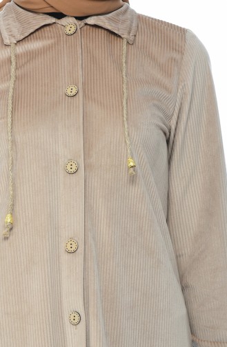 Velvet Buttoned Tunic Beige 0433-03