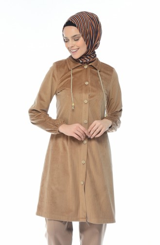 Velvet Buttoned Tunic Camel 0433-04