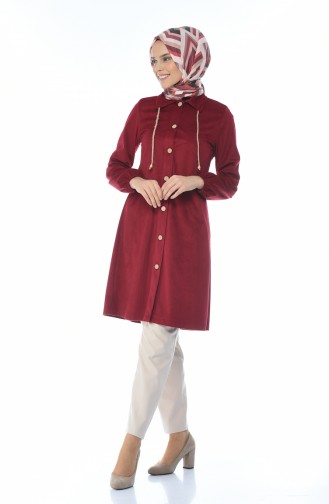 Velvet Buttoned Tunic Burgundy 0433-07