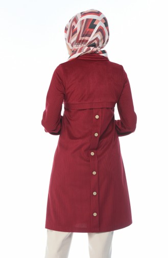 Velvet Buttoned Tunic Burgundy 0433-07