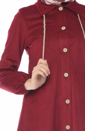 Velvet Buttoned Tunic Burgundy 0433-07