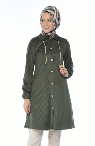 Velvet Buttoned Tunic Khaki 0433-08