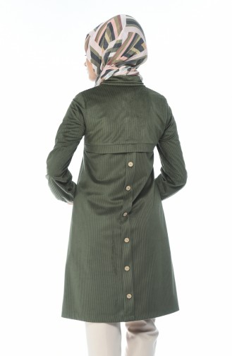 Samt Geknöpfte Tunika 0433-08 Khaki 0433-08