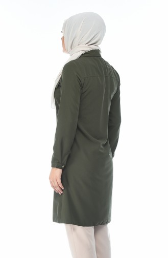 Tunique Détail Poches Grande Taille 0044-02 Khaki 0044-02