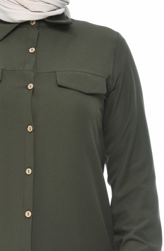 Tunique Détail Poches Grande Taille 0044-02 Khaki 0044-02