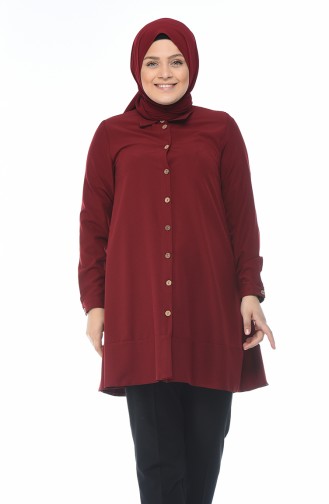 Büyük Beden Düğmeli Tunik 0046-03 Bordo