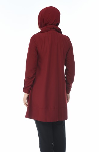 Büyük Beden Düğmeli Tunik 0046-03 Bordo