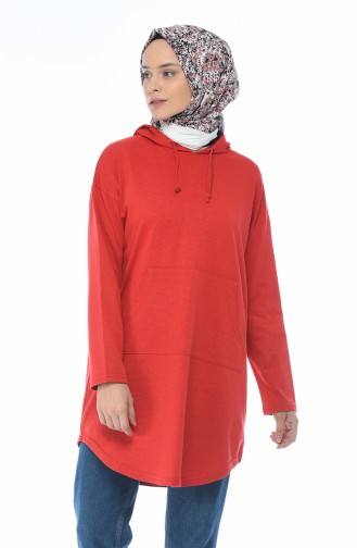 Kapüşonlu Tunik 4420-01 Kırmızı