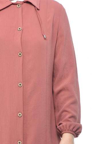 Big Size Aerobin Fabric Buttoned Tunic Rose Dried 1663-10