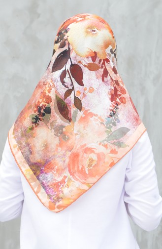 Karaca Synthetic Silk Twill Scarf Salmon Color 90598-12