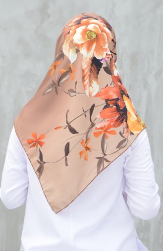 Karaca Synthetic Silk Twill Scarf Brown Black 90599-04