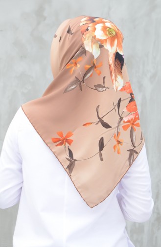 Karaca Synthetic Silk Twill Scarf Brown Black 90599-04