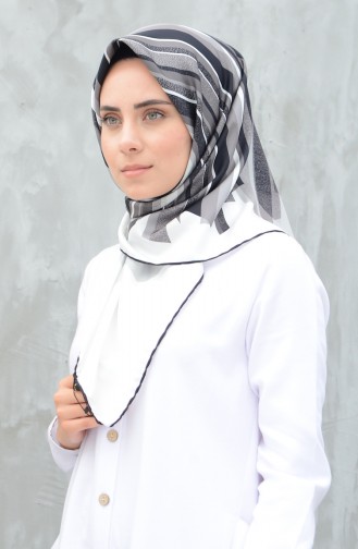 Karaca Sentetik İpek Twill Eşarp 90603-02 Siyah Beyaz