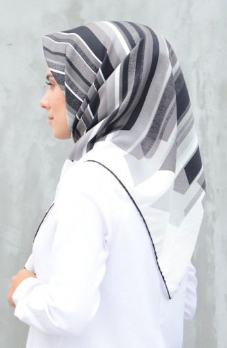 Karaca Sentetik İpek Twill Eşarp 90603-02 Siyah Beyaz