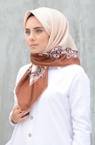 Karaca Synthetic Silk Twill Scarf Brown 90604-12