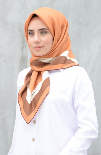 Karaca Synthetic Silk Twill Scarf Light orange 90606-11