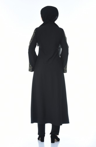 Embroidery Detailed Abaya Black 2134-01