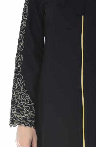 Abaya Détail Brodée 2134-01 Noir 2134-01