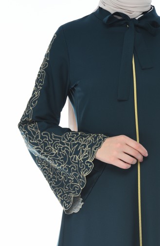 Abaya Brodée 2134-03 Vert emeraude 2134-03