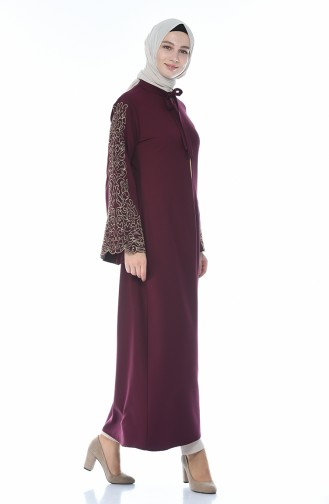 Stickerei-detailliertes Abaya 2134-04 Zwetschge 2134-04