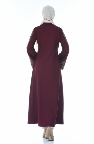 Stickerei-detailliertes Abaya 2134-04 Zwetschge 2134-04