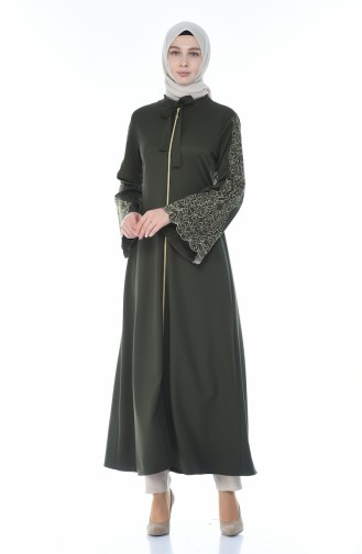 Stickerei-detailliertes Abaya 2134-05 Khaki 2134-05