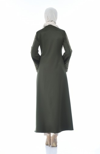 Stickerei-detailliertes Abaya 2134-05 Khaki 2134-05