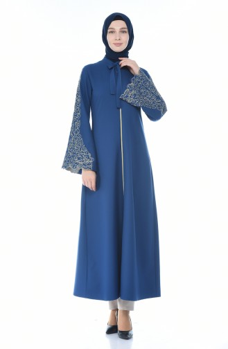 Embroidery Detailed Abaya Indigo 2134-06